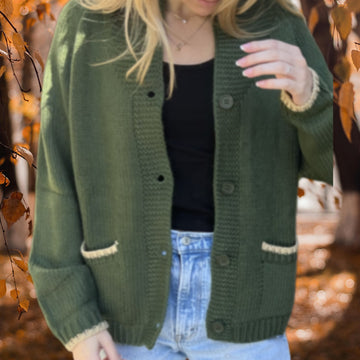 Heart Lake Varsity Cardigan in Green