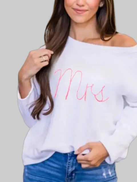 MRS Cotton Wedding Wife Sweater Pink Pineapple Shop