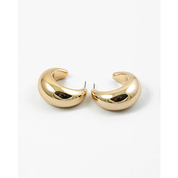 Polished gold  dome hoop earrings