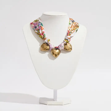 Gold Triple Heart - Scarf Bracelet , necklace