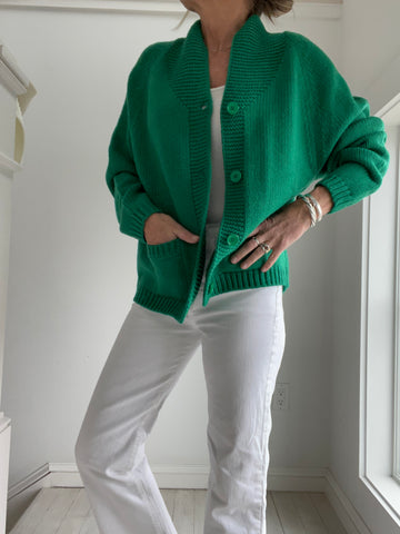 Varsity Heart Golf Cardigan in Green