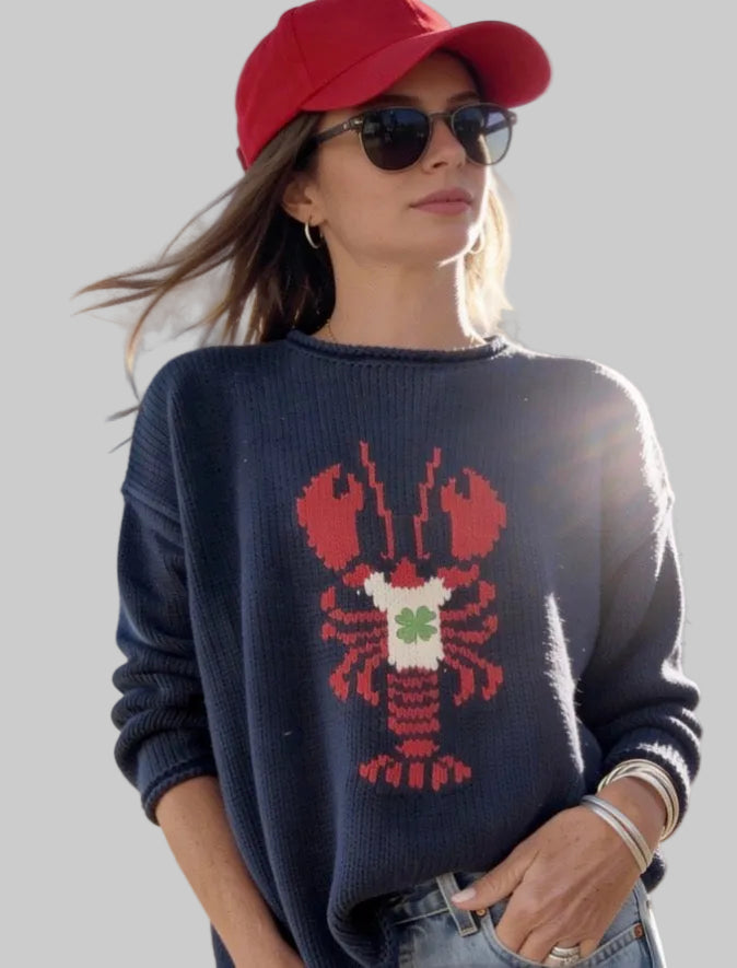 トップス Chloe by Phoebe Philo SS2002 Lobster Top Chloe Irish Shamrock Lobster sweater in Navy