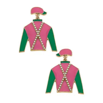 Jockey Earrings in Pink and pearl