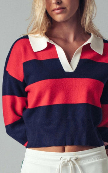 Striped Red Cropped polo
