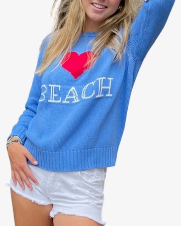Red White and Blue BEACH chunky sweater