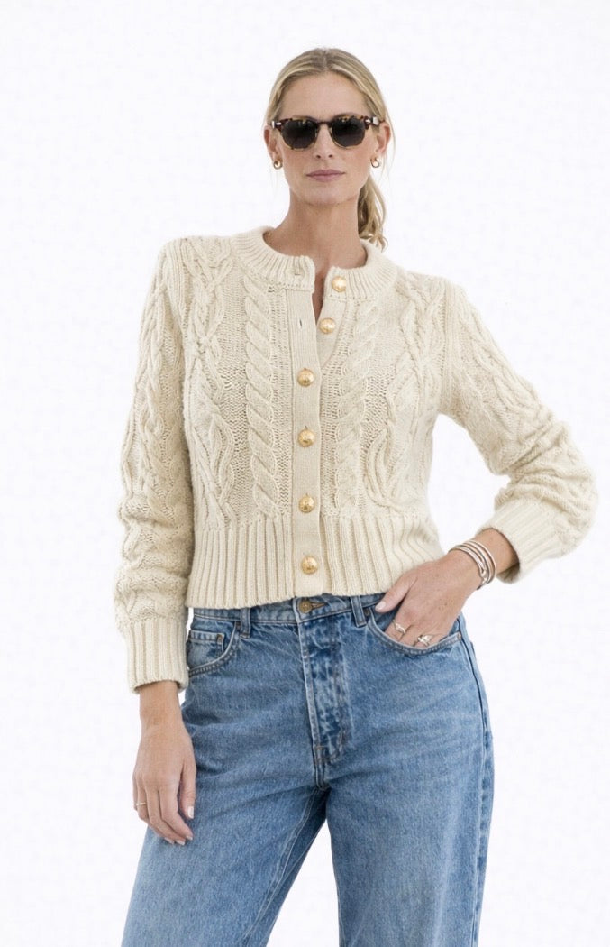 The Celine Crop Cable Cardigan Ecru – Cozy & Chic