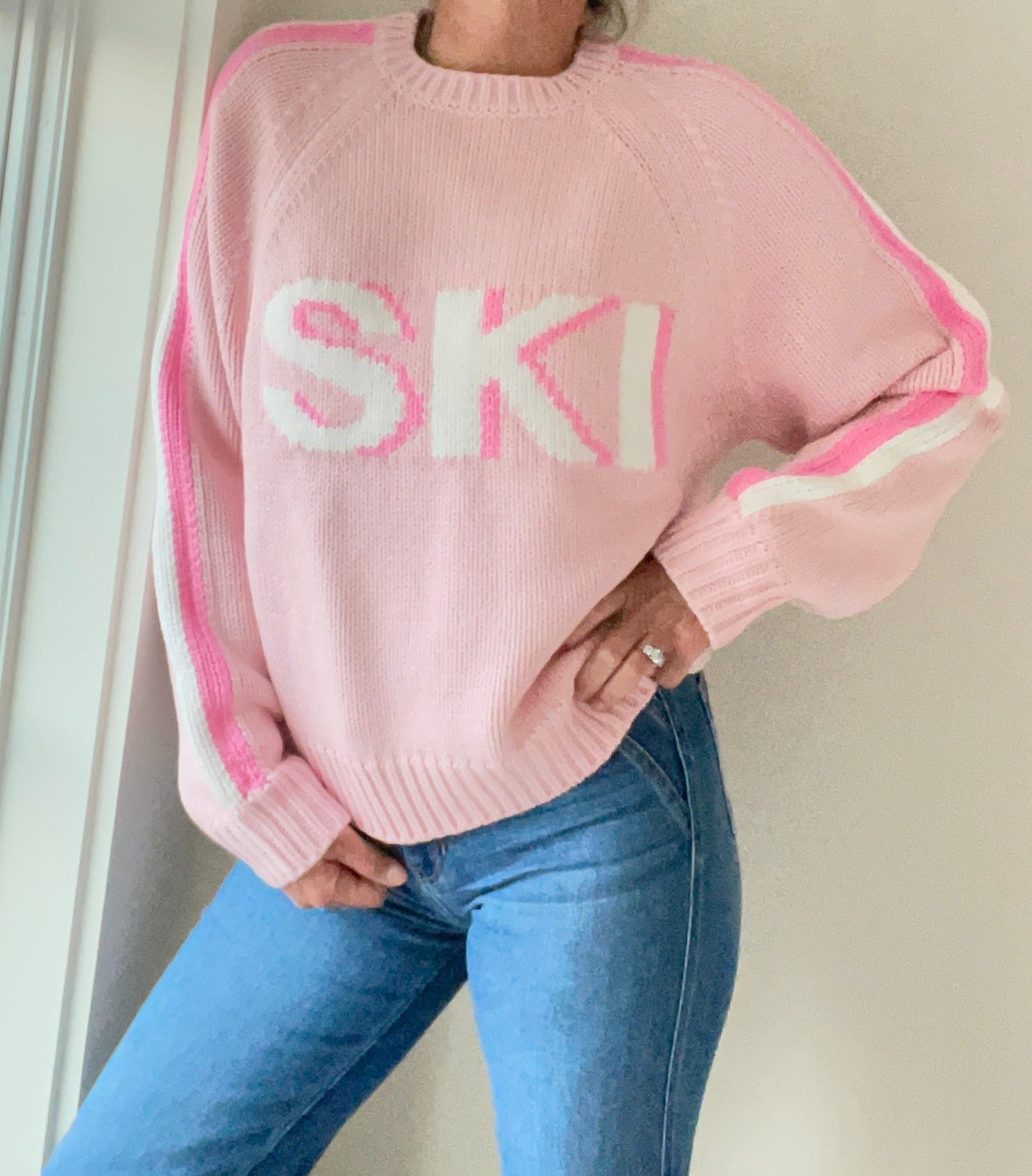 Pink Classic Chunky SKI Sweater | Pink Pineapple Shop