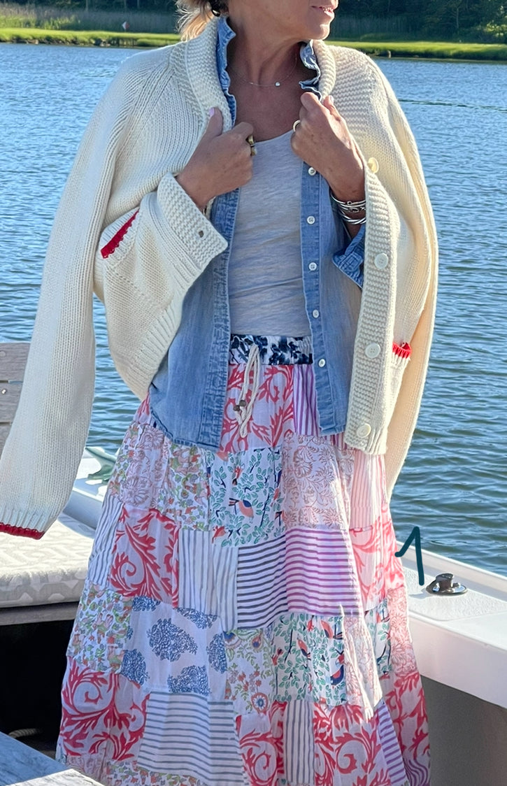 あいりん様 お取り置き vintage pinc cardigan Ivory and RedVarsity Anchor Cardigan | Pink Pineapple Shop