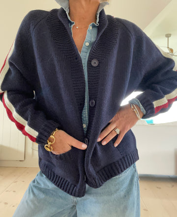 SKI Varsity Cardigan in Navy