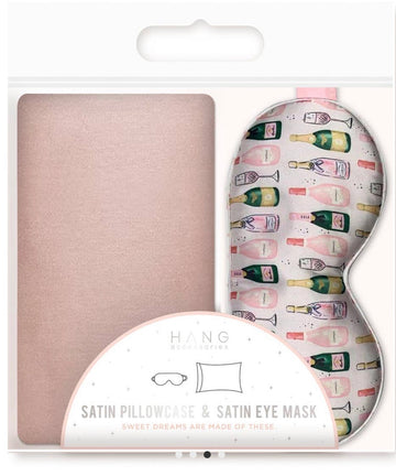 Champagne eye mask and silk pillowcase