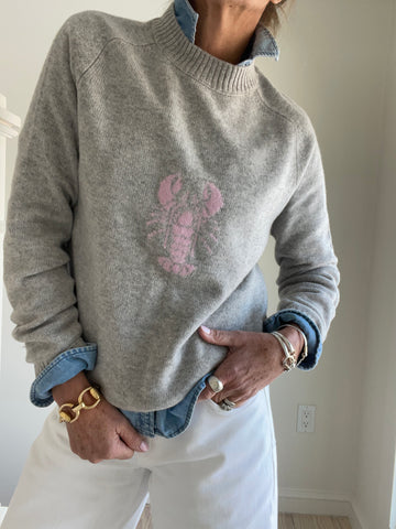 100% Cashmere LUXE PINK Lobster Sweater