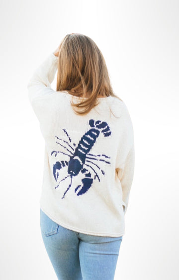 Boxy Cotton blue Lobster sweater