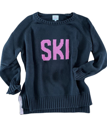 Ski Cozy Cabin Cotton Sweater in Black or Pink
