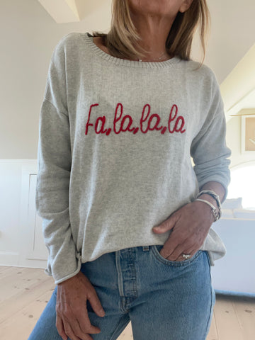 Fa-La-La-La-La Boxy Holiday Cotton Sweater