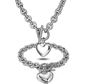 Elsa Heart and Bracelet and necklace in silver