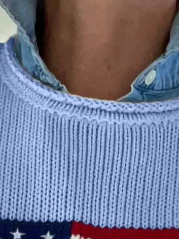 Chloe Roll Neck Flag in Light Blue