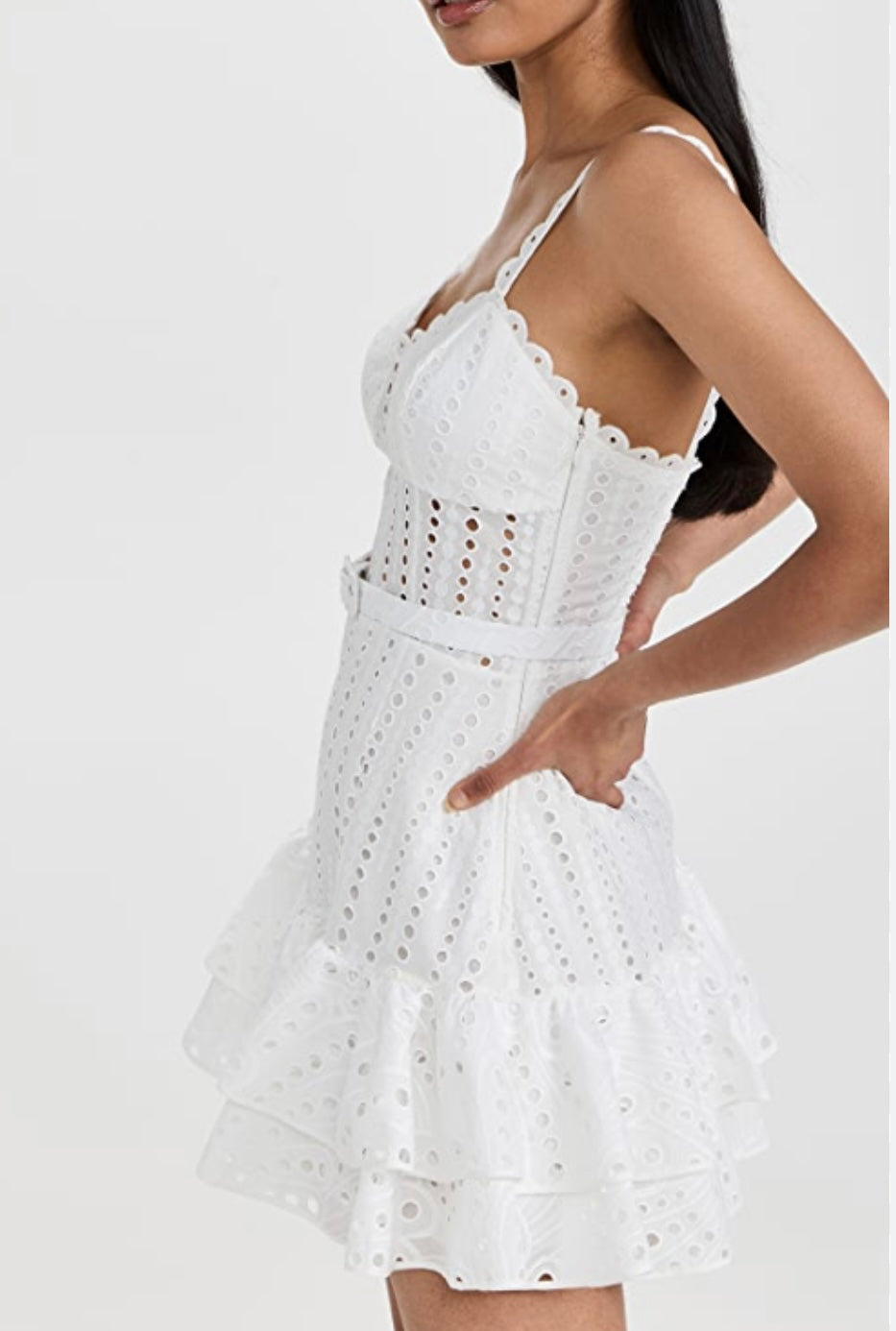 August Eyelet Mini Dress in White | Pink Pineapple Shop