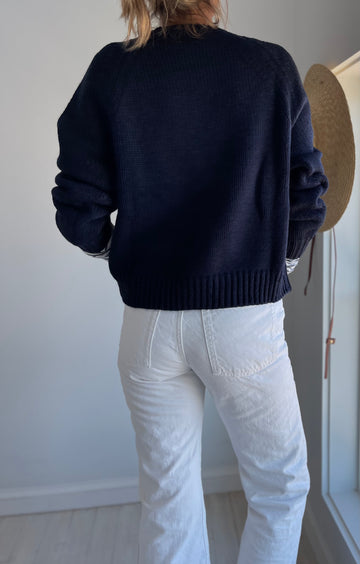 Vintage Acrylic Flag Sweater in Navy