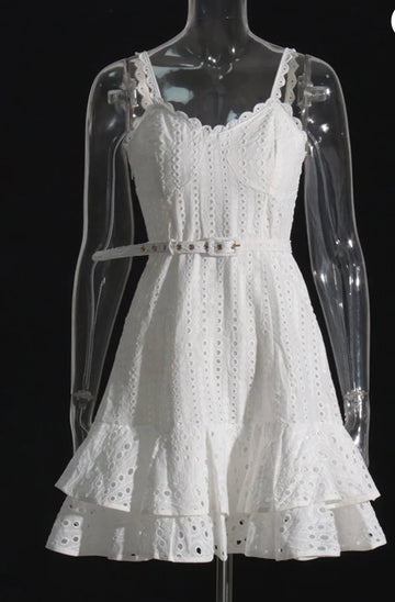 August eyelet mini dress in White
