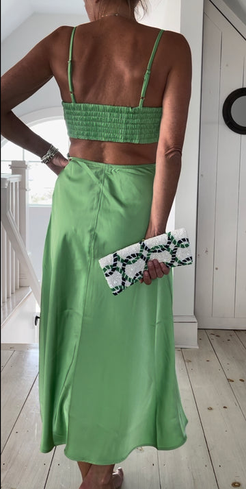 Satin green corset dress