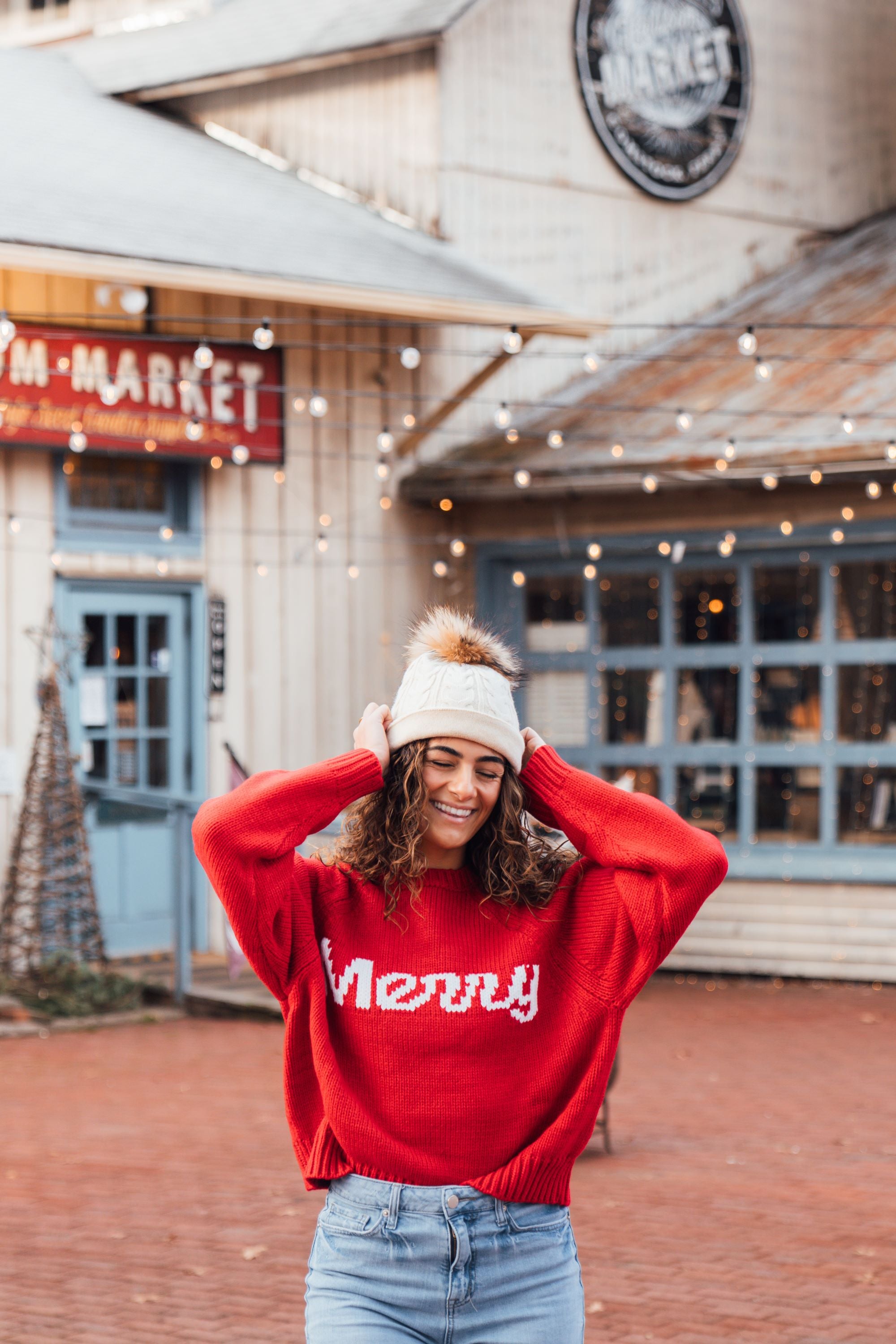 Red merry online sweatshirt