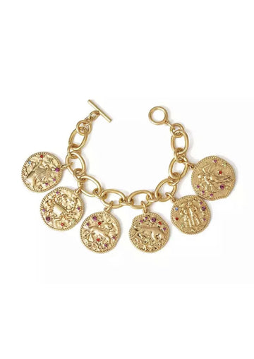 Gold Zodiac astrology charm bracelet