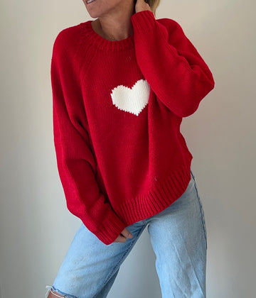 Chunky Acrylic Heart Sweater