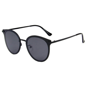 DAPHNE Black Classic Round Cat Eye Polarized Sunglasses
