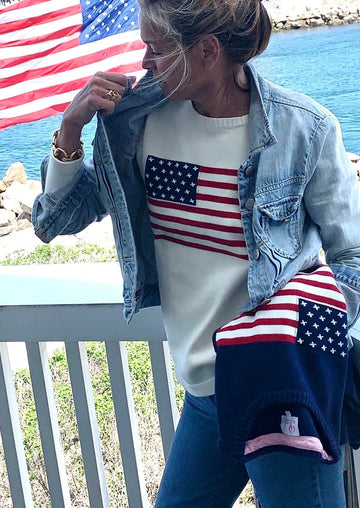 Ralph American Flag Sweater in White