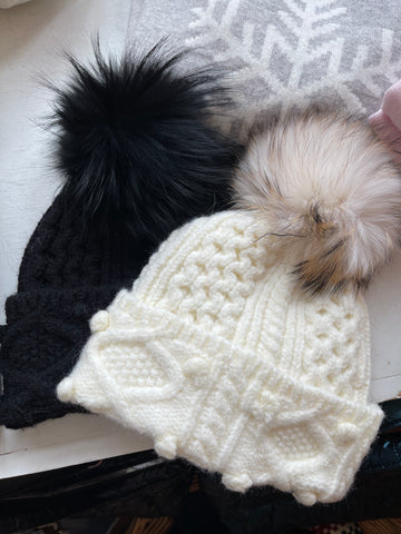 Fisherman chunky fur Pom Pom hat