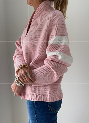 Chunky Heart ❤️ letterman sweater in Pink