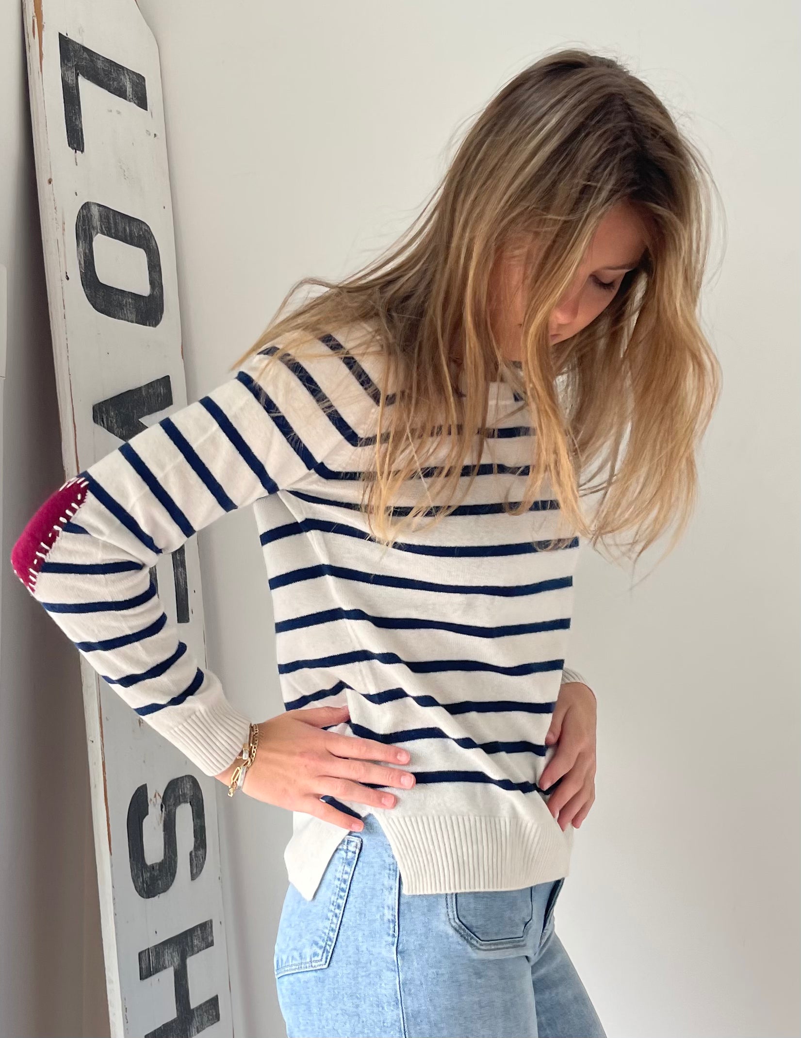 Cashmere Amour Stripe Heart Sweater