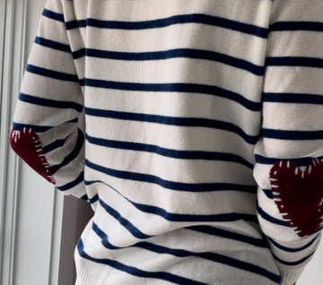 Cashmere Amour Stripe Heart Sweater