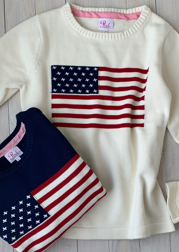 The Ralph American Flag Sweater white