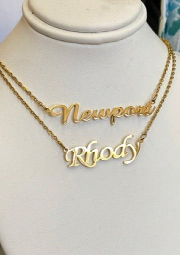 Newport Gold Script Necklace
