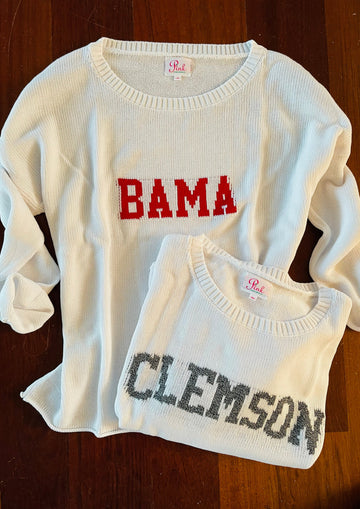 Alabama and Clemson White Sweaters