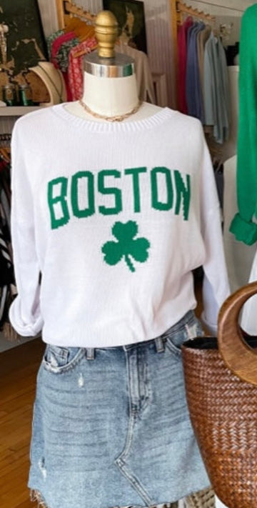 100% Cotton Boston Shamrock Sweater