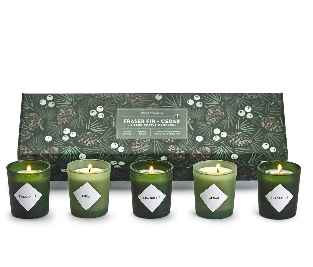 Twos Company Fraser fir and cedar volatile candle set