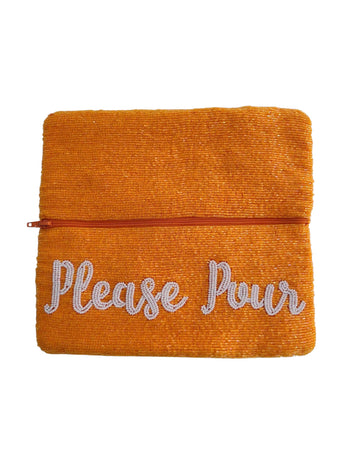 Veuve Please Pour Beaded Clutch