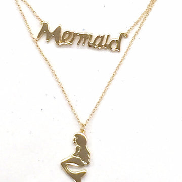 Iconic Mermaid in 14k over sterling and script Mermaid - Pink Pineapple Shop