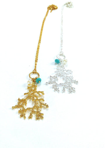 Adelie Coral Fan necklace - Pink Pineapple Shop