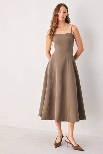 The Taupe Circle Skirt Midi