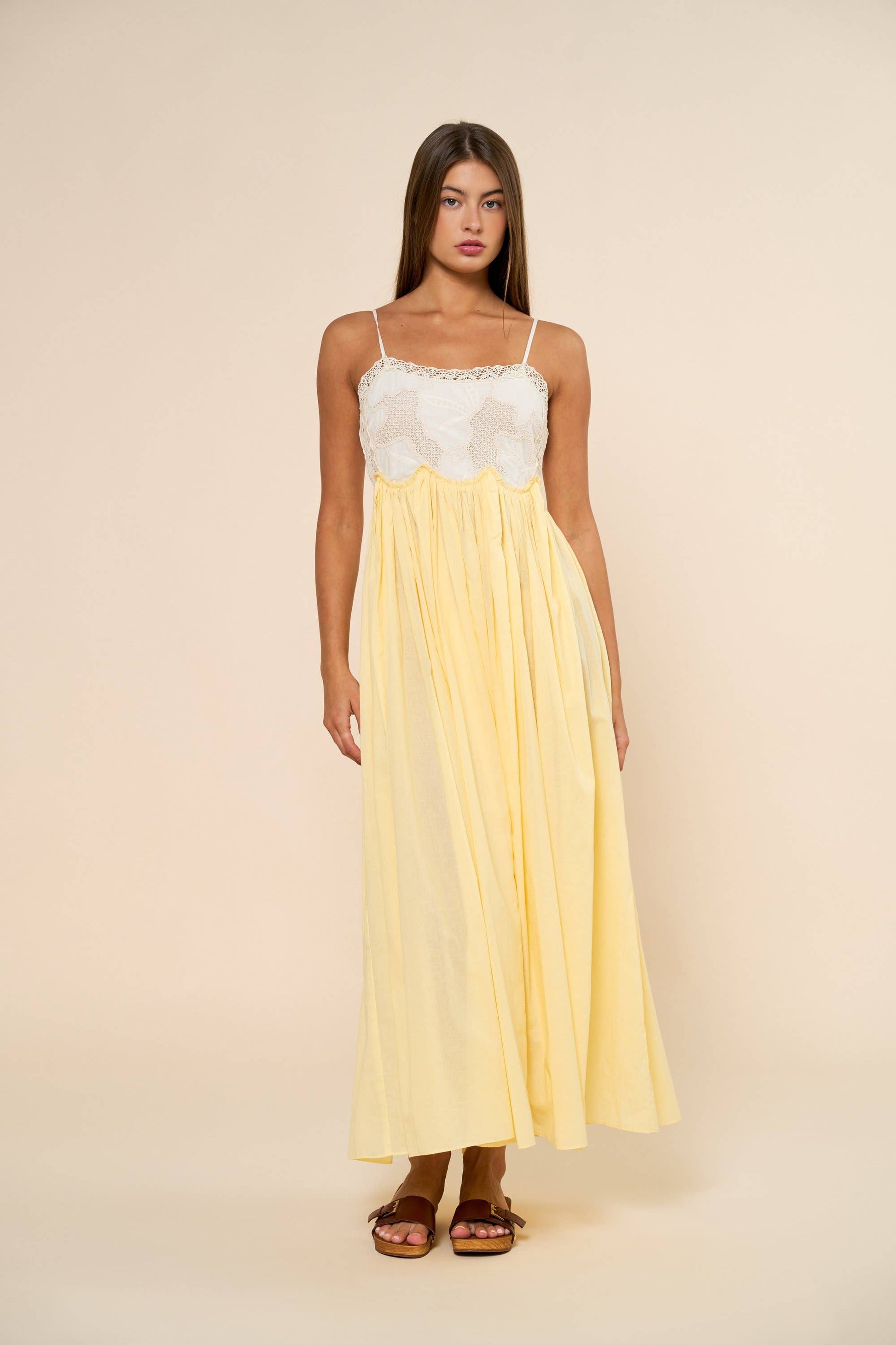 lemon yellow lace dress Noraya Lace Overlay Maxi Dress Lemon