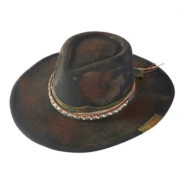 Black Western Boho Beaded Cowboy Hat