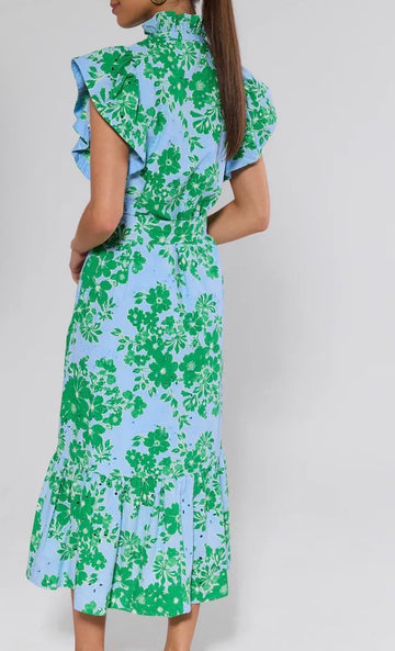 Heather Blue Floral Midi Dress