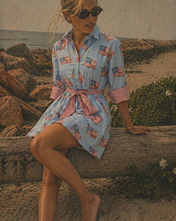 Sconset Block Print 3/4 Sleeve Dress Blue Stylish Knit Sconset Block Print 3/4 Sleeve Dress Blue Stylish Knit