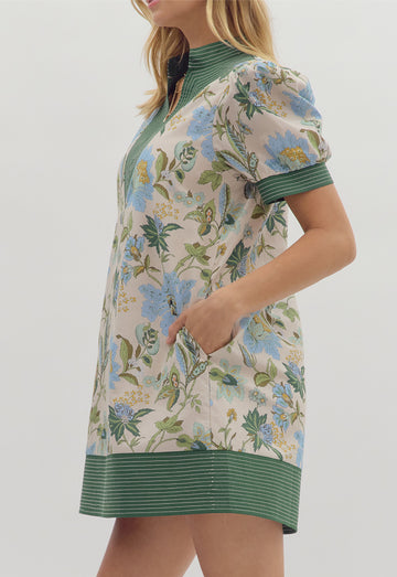 Green Floral mini Dress