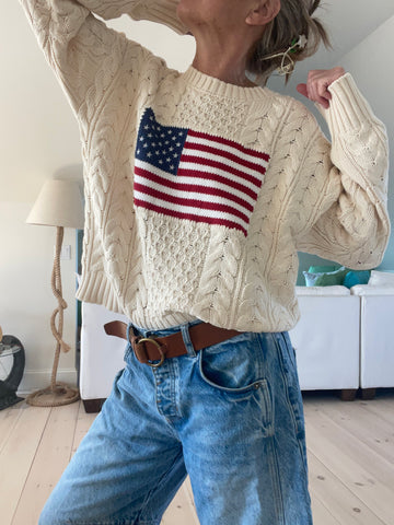 Cable Flag Sweater in Ivory
