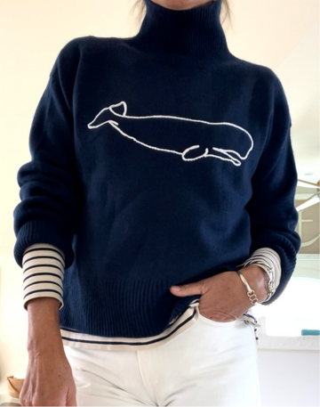 Cashmere Nantucket whale Turtleneck Sweater