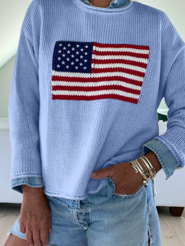 Chloe Roll Neck Flag in Light Blue